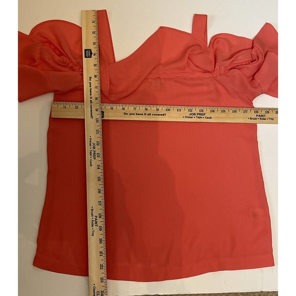 J CREW Women’s 2 Polyester Off Shoulder Sleeves Blouse Coral - Picture 6 of 7